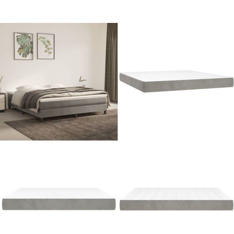 Materasso a Molle Insacchettate Rigidità Media Grigio Chiaro 180x200x20 cm in Velluto - Materasso in velluto - Schiuma confortevole