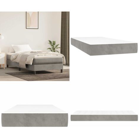 Materasso a Molle Insacchettate Rigidità Media Grigio Chiaro 80x210x20 cm in Velluto - Materasso in velluto - Materasso morbido