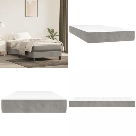 Materasso a Molle Insacchettate Rigidità Media Grigio Chiaro 80x220x20 cm in Velluto - Materasso in velluto - Materasso morbido