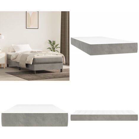Materasso a Molle Insacchettate Rigidità Media Grigio Chiaro 90x200x20 cm in Velluto - Materasso morbido - Materasso con schiuma