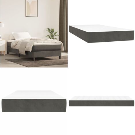 Materasso a Molle Insacchettate Rigidità Media Grigio Scuro 100x200x20 cm in Velluto - Materasso in velluto - Schiuma confortevole
