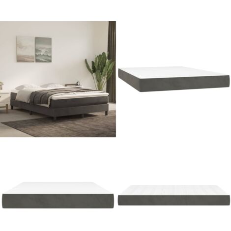 Materasso a Molle Insacchettate Rigidità Media Grigio Scuro 140x200x20 cm in Velluto - Materasso in velluto - Schiuma confortevole