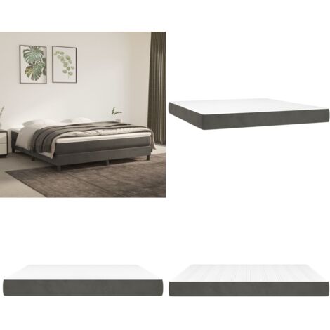 Materasso a Molle Insacchettate Rigidità Media Grigio Scuro 160x200x20 cm in Velluto - Materasso in velluto - Schiuma confortevole