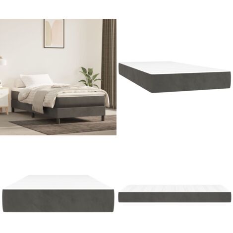 Materasso a Molle Insacchettate Rigidità Media Grigio Scuro 80x200x20 cm in Velluto - Materasso in velluto - Schiuma confortevole