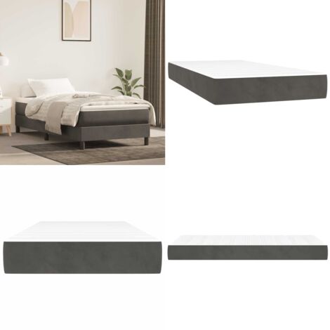 Materasso a Molle Insacchettate Rigidità Media Grigio Scuro 80x210x20 cm in Velluto - Materasso in velluto - Materasso morbido