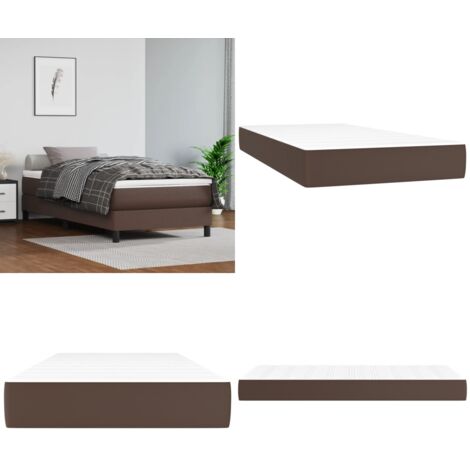 Materasso a Molle Insacchettate Rigidità Media Marrone 90x200x20 cm in Similpelle - Schiuma - Molle insacchettate