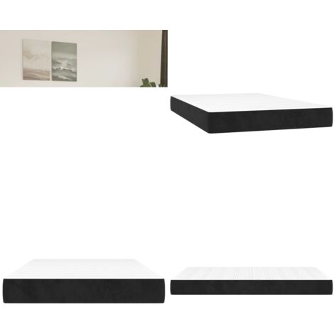 Materasso a Molle Insacchettate Rigidità Media Nero 120x200x20 cm in Velluto - Materasso in velluto - Schiuma confortevole