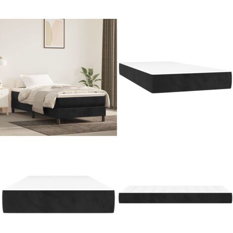 Materasso a Molle Insacchettate Rigidità Media Nero 90x200x20 cm in Velluto - Materasso in velluto - Schiuma confortevole