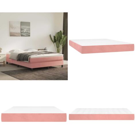 Materasso a Molle Insacchettate Rigidità Media Rosa 140x220x20 cm in Velluto - Materasso in velluto - Materasso morbido