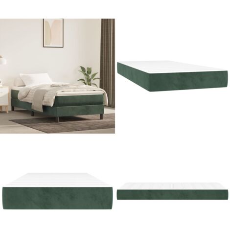Materasso a Molle Insacchettate Rigidità Media Verde Scuro 100x200x20 cm in Velluto - Materasso in velluto - Schiuma confortevole