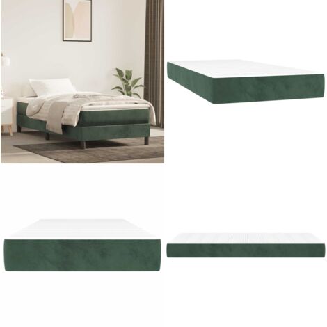 Materasso a Molle Insacchettate Rigidità Media Verde Scuro 80x220x20 cm in Velluto - Materasso a molle - Materasso in velluto