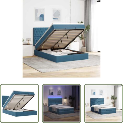 Materasso a molle insacchettate -  Struttura Letto Pouf con Materassi 140x190 cm in Velluto