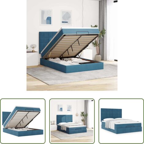 Materasso a molle insacchettate -  Struttura Letto Pouf con Materassi 140x190 cm in Velluto
