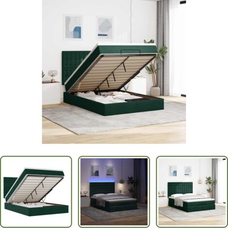 Materasso a molle insacchettate -  Struttura Letto Pouf con Materassi 140x200 cm in Velluto
