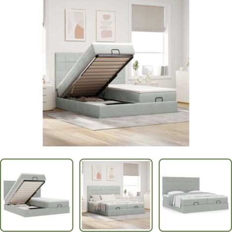 Materasso a molle insacchettate -  Struttura Letto Pouf con Materassi 160x200 cm in Velluto