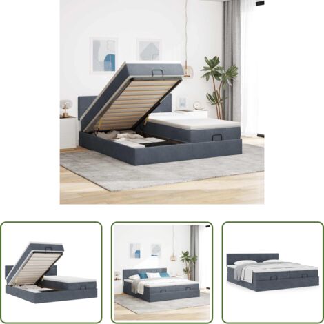 Materasso a molle insacchettate -  Struttura Letto Pouf con Materassi 160x200 cm in Velluto