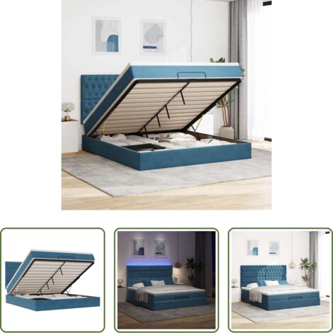 Materasso a molle insacchettate -  Struttura Letto Pouf con Materassi 160x200 cm Velluto