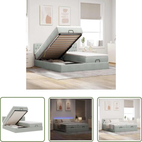Materasso a molle insacchettate -  Struttura Letto Pouf con Materassi 200x200 cm Velluto