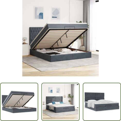 Materasso a molle insacchettate -  Struttura Letto Pouf con Materassi 200x200 cm Velluto