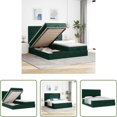 Materasso a molle insacchettate -  Struttura Letto Pouf con Materassi 200x200 cm Velluto