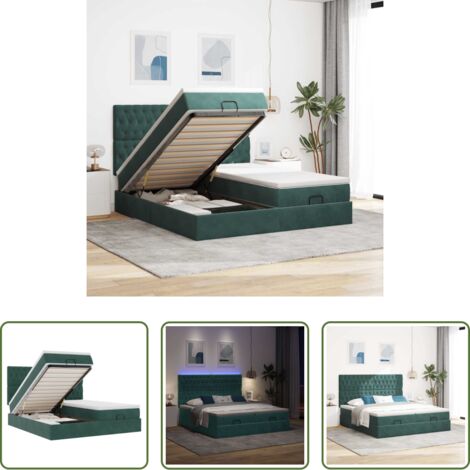 Materasso a molle insacchettate -  Struttura Letto Pouf con Materassi 200x200 cm Velluto