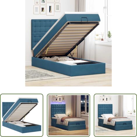 Materasso a molle insacchettate -  Struttura Letto Pouf con Materassi 90x190 cm in Velluto