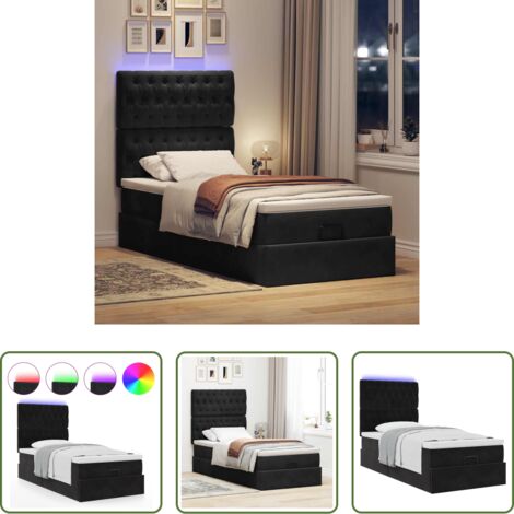 Materasso a molle insacchettate -  Struttura Letto Pouf con Materassi Nero 100x200 cm Velluto