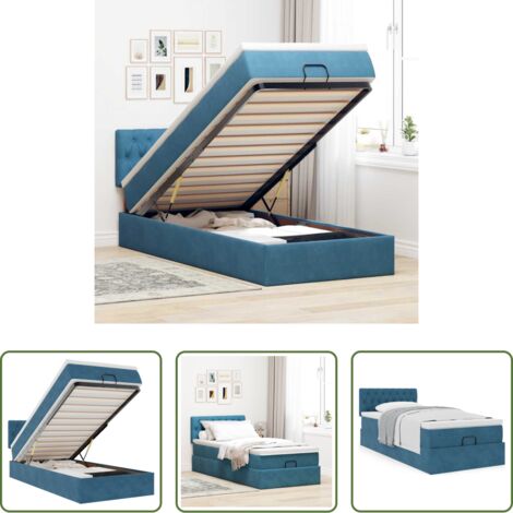 Materasso a molle insacchettate -  Struttura Letto Pouf con Materasso 100x200 cm Velluto