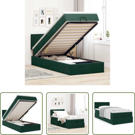Materasso a molle insacchettate -  Struttura Letto Pouf con Materasso 100x200 cm Velluto