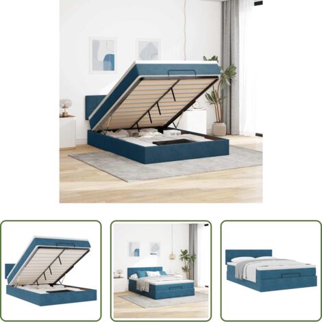 Materasso a molle insacchettate -  Struttura Letto Pouf con Materasso 140x190 cm in Velluto