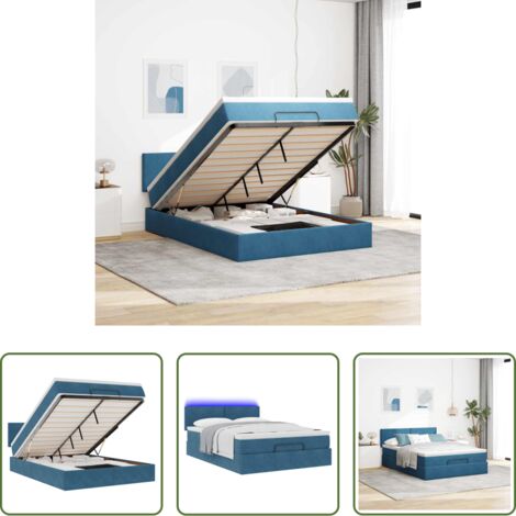 Materasso a molle insacchettate -  Struttura Letto Pouf con Materasso 140x190 cm in Velluto