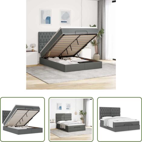 Materasso a molle insacchettate -  Struttura Letto Pouf con Materasso 140x200 cm in Tessuto