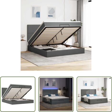 Materasso a molle insacchettate -  Struttura Letto Pouf con Materasso 160x200 cm in Tessuto
