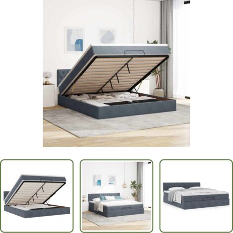 Materasso a molle insacchettate -  Struttura Letto Pouf con Materasso 160x200 cm in Velluto