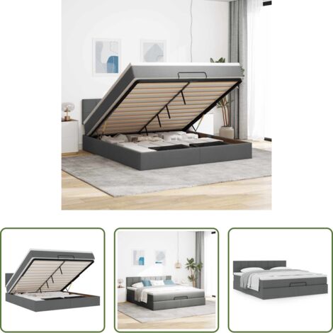 Materasso a molle insacchettate -  Struttura Letto Pouf con Materasso 180x200 cm in Tessuto