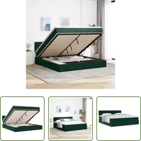 Materasso a molle insacchettate -  Struttura Letto Pouf con Materasso 200x200 cm in Velluto