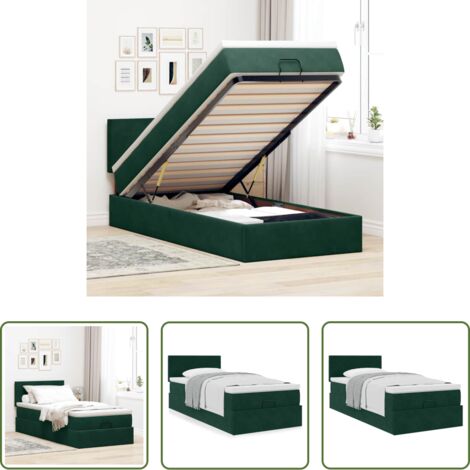 Materasso a molle insacchettate -  Struttura Letto Pouf con Materasso 90x190 cm in Velluto