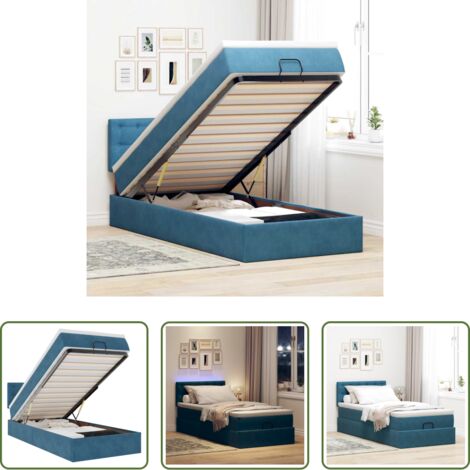 Materasso a molle insacchettate -  Struttura Letto Pouf con Materasso 90x190 cm in Velluto