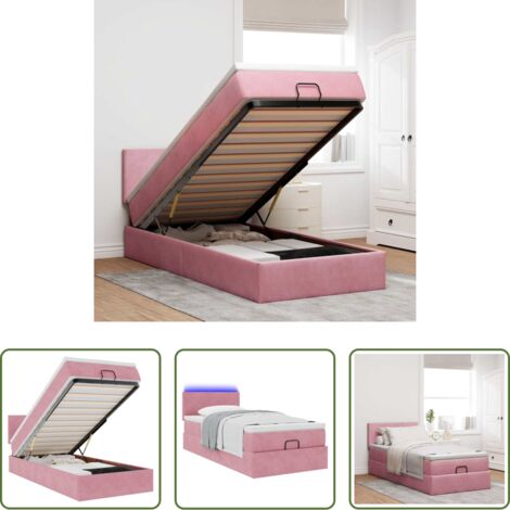 Materasso a molle insacchettate -  Struttura Letto Pouf con Materasso Rosa 100x200 cm Velluto