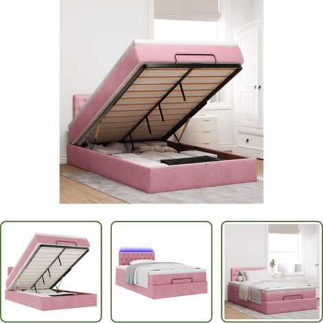 Materasso a molle insacchettate -  Struttura Letto Pouf con Materasso Rosa 120x200 cm Velluto