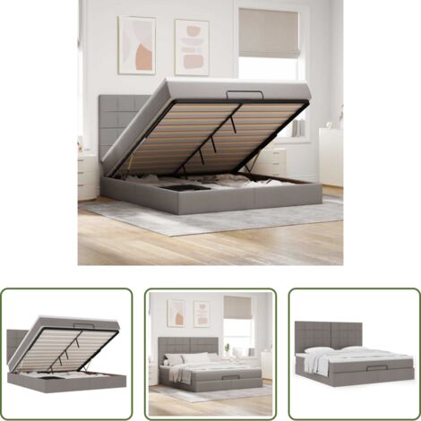 Materasso a molle insacchettate -  Struttura Letto Pouf con Materasso Tortora 160x200cm in Tessuto