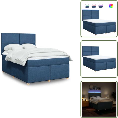 Materasso a molle insacchettate - vidaXL Giroletto a Molle con Materasso Blu 140x190 cm in Tessuto - Coprimaterasso