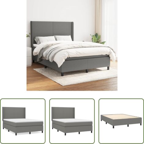 Materasso a molle insacchettato -  Giroletto a Molle con Materasso Grigio Scuro 140x190 cm Tessuto