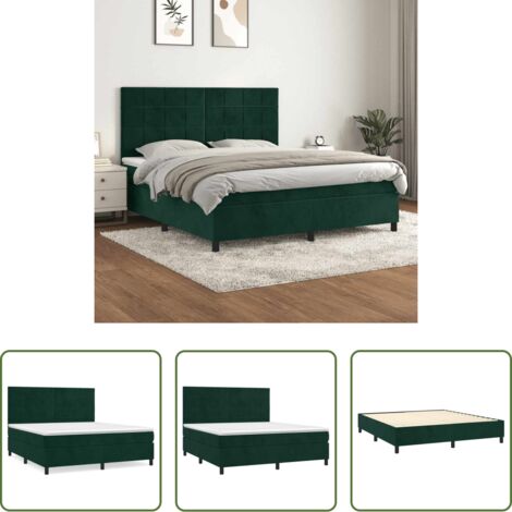 Materasso a molle insacchettato -  Giroletto a Molle con Materasso Verde Scuro 160x200 cm Velluto