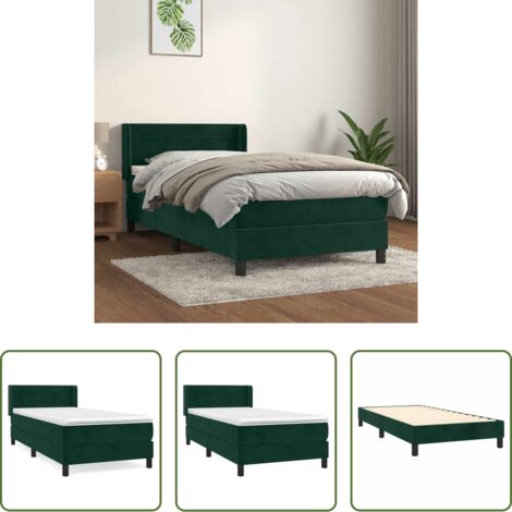 Materasso a molle insacchettato -  Giroletto a Molle con Materasso Verde Scuro 80x200 cm Velluto