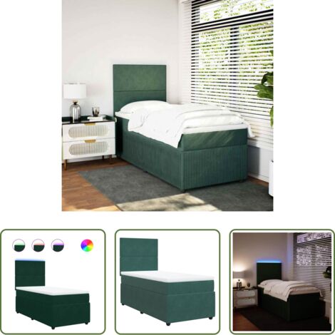 Materasso a molle insacchettato -  Giroletto a Molle con Materasso Verde Scuro 80x200 cm Velluto