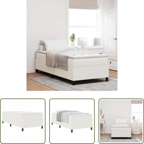 Materasso a molle insacchettato -  Letto a molle Crema e Bianco 80 x 200 cm Tessuto in Cords