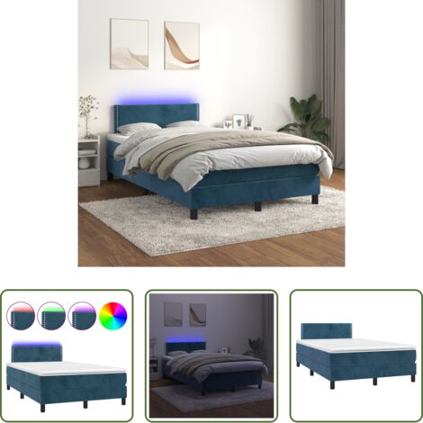 Materasso a molle -  Letto a Molle con Materasso e LED Blu Scuro 120x200cm