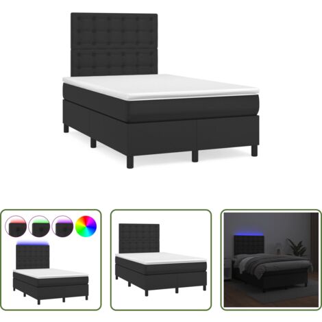Materasso a molle -  Letto a Molle con Materasso e LED Nero 120x190 cm in Similpelle