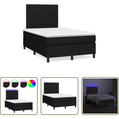 Materasso a molle -  Letto a Molle con Materasso e LED Nero 120x190 cm in Tessuto